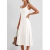 imagePRETTYGARDEN Spring Dresses for Women 2026 Summer Casual Sleeveless Square Neck A Line Knit Pleated Midi Cocktail Party DressWhite