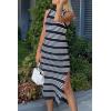 imagePRETTYGARDEN Summer Dresses for Women 2026 Casual Sleeveless Hollow Out Knit Side Slit Striped Beach Vacation Midi DressStriped Navy White