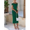 imagePRETTYGARDEN Summer Dresses for Women Formal Off The Shoulder Midi Bodycon Ribbed Knit Spring Wedding Guest DressDark Green