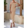 imagePRETTYGARDEN Summer Dresses for Women Formal Off The Shoulder Midi Bodycon Ribbed Knit Spring Wedding Guest DressKhaki