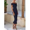 imagePRETTYGARDEN Summer Dresses for Women Formal Off The Shoulder Midi Bodycon Ribbed Knit Spring Wedding Guest DressNavy