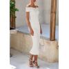 imagePRETTYGARDEN Summer Dresses for Women Formal Off The Shoulder Midi Bodycon Ribbed Knit Spring Wedding Guest DressWhite