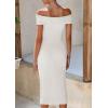 imagePRETTYGARDEN Summer Dresses for Women Formal Off The Shoulder Midi Bodycon Ribbed Knit Spring Wedding Guest DressWhite