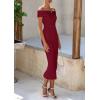 imagePRETTYGARDEN Summer Dresses for Women Formal Off The Shoulder Midi Bodycon Ribbed Knit Spring Wedding Guest DressWine Red
