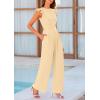 imagePRETTYGARDEN Summer Jumpsuits for Women Dressy 2026 Fashion Ruffle Cap Sleeve Romper Crew Neck Rib Knit One Piece OutfitsApricot