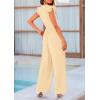 imagePRETTYGARDEN Summer Jumpsuits for Women Dressy 2026 Fashion Ruffle Cap Sleeve Romper Crew Neck Rib Knit One Piece OutfitsApricot