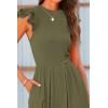 imagePRETTYGARDEN Summer Jumpsuits for Women Dressy 2026 Fashion Ruffle Cap Sleeve Romper Crew Neck Rib Knit One Piece OutfitsArmy Green