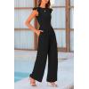 imagePRETTYGARDEN Summer Jumpsuits for Women Dressy 2026 Fashion Ruffle Cap Sleeve Romper Crew Neck Rib Knit One Piece OutfitsBlack