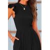imagePRETTYGARDEN Summer Jumpsuits for Women Dressy 2026 Fashion Ruffle Cap Sleeve Romper Crew Neck Rib Knit One Piece OutfitsBlack