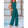imagePRETTYGARDEN Summer Jumpsuits for Women Dressy 2026 Fashion Ruffle Cap Sleeve Romper Crew Neck Rib Knit One Piece OutfitsBlue Green