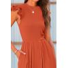 imagePRETTYGARDEN Summer Jumpsuits for Women Dressy 2026 Fashion Ruffle Cap Sleeve Romper Crew Neck Rib Knit One Piece OutfitsBrick Red
