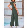 imagePRETTYGARDEN Summer Jumpsuits for Women Dressy 2026 Fashion Ruffle Cap Sleeve Romper Crew Neck Rib Knit One Piece OutfitsDark Green