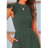 imagePRETTYGARDEN Summer Jumpsuits for Women Dressy 2026 Fashion Ruffle Cap Sleeve Romper Crew Neck Rib Knit One Piece OutfitsDark Green