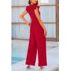 imagePRETTYGARDEN Summer Jumpsuits for Women Dressy 2026 Fashion Ruffle Cap Sleeve Romper Crew Neck Rib Knit One Piece OutfitsFiery Red