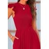 imagePRETTYGARDEN Summer Jumpsuits for Women Dressy 2026 Fashion Ruffle Cap Sleeve Romper Crew Neck Rib Knit One Piece OutfitsFiery Red