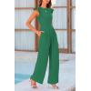 imagePRETTYGARDEN Summer Jumpsuits for Women Dressy 2026 Fashion Ruffle Cap Sleeve Romper Crew Neck Rib Knit One Piece OutfitsGreen