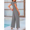 imagePRETTYGARDEN Summer Jumpsuits for Women Dressy 2026 Fashion Ruffle Cap Sleeve Romper Crew Neck Rib Knit One Piece OutfitsGrey