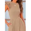 imagePRETTYGARDEN Summer Jumpsuits for Women Dressy 2026 Fashion Ruffle Cap Sleeve Romper Crew Neck Rib Knit One Piece OutfitsKhaki