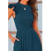 imagePRETTYGARDEN Summer Jumpsuits for Women Dressy 2026 Fashion Ruffle Cap Sleeve Romper Crew Neck Rib Knit One Piece OutfitsLake Blue