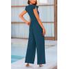 imagePRETTYGARDEN Summer Jumpsuits for Women Dressy 2026 Fashion Ruffle Cap Sleeve Romper Crew Neck Rib Knit One Piece OutfitsLake Blue