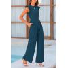 imagePRETTYGARDEN Summer Jumpsuits for Women Dressy 2026 Fashion Ruffle Cap Sleeve Romper Crew Neck Rib Knit One Piece OutfitsLake Blue