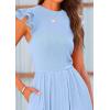 imagePRETTYGARDEN Summer Jumpsuits for Women Dressy 2026 Fashion Ruffle Cap Sleeve Romper Crew Neck Rib Knit One Piece OutfitsLight Blue
