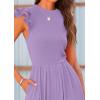 imagePRETTYGARDEN Summer Jumpsuits for Women Dressy 2026 Fashion Ruffle Cap Sleeve Romper Crew Neck Rib Knit One Piece OutfitsLight Purple