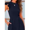 imagePRETTYGARDEN Summer Jumpsuits for Women Dressy 2026 Fashion Ruffle Cap Sleeve Romper Crew Neck Rib Knit One Piece OutfitsNavy