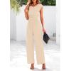imagePRETTYGARDEN Summer Jumpsuits for Women Dressy 2026 Ribbed Cap Sleeve Wide Leg Pants Rompers Elegant Casual One Piece OutfitsApricot