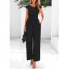imagePRETTYGARDEN Summer Jumpsuits for Women Dressy 2026 Ribbed Cap Sleeve Wide Leg Pants Rompers Elegant Casual One Piece OutfitsBlack