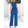 imagePRETTYGARDEN Summer Jumpsuits for Women Dressy 2026 Ribbed Cap Sleeve Wide Leg Pants Rompers Elegant Casual One Piece OutfitsBlue