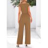 imagePRETTYGARDEN Summer Jumpsuits for Women Dressy 2026 Ribbed Cap Sleeve Wide Leg Pants Rompers Elegant Casual One Piece OutfitsCamel