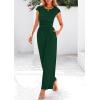 imagePRETTYGARDEN Summer Jumpsuits for Women Dressy 2026 Ribbed Cap Sleeve Wide Leg Pants Rompers Elegant Casual One Piece OutfitsDark Green