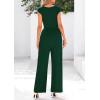 imagePRETTYGARDEN Summer Jumpsuits for Women Dressy 2026 Ribbed Cap Sleeve Wide Leg Pants Rompers Elegant Casual One Piece OutfitsDark Green