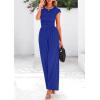 imagePRETTYGARDEN Summer Jumpsuits for Women Dressy 2026 Ribbed Cap Sleeve Wide Leg Pants Rompers Elegant Casual One Piece OutfitsDeep Blue