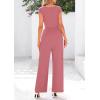 imagePRETTYGARDEN Summer Jumpsuits for Women Dressy 2026 Ribbed Cap Sleeve Wide Leg Pants Rompers Elegant Casual One Piece OutfitsDusty Pink