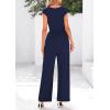 imagePRETTYGARDEN Summer Jumpsuits for Women Dressy 2026 Ribbed Cap Sleeve Wide Leg Pants Rompers Elegant Casual One Piece OutfitsNavy
