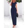imagePRETTYGARDEN Summer Jumpsuits for Women Dressy 2026 Ribbed Cap Sleeve Wide Leg Pants Rompers Elegant Casual One Piece OutfitsNavy