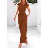 imagePRETTYGARDEN Summer Jumpsuits for Women Dressy 2026 Ribbed Cap Sleeve Wide Leg Pants Rompers Elegant Casual One Piece OutfitsRed Brown