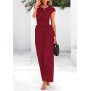 imagePRETTYGARDEN Summer Jumpsuits for Women Dressy 2026 Ribbed Cap Sleeve Wide Leg Pants Rompers Elegant Casual One Piece OutfitsWine Red