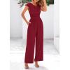 imagePRETTYGARDEN Summer Jumpsuits for Women Dressy 2026 Ribbed Cap Sleeve Wide Leg Pants Rompers Elegant Casual One Piece OutfitsWine Red