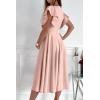imagePRETTYGARDEN Summer Midi Dress 2026 Spring Ruffle Sleeve V Neck Cocktail Wedding Guest A Line Fit and Flared DressesApricot
