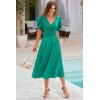 imagePRETTYGARDEN Summer Midi Dress 2026 Spring Ruffle Sleeve V Neck Cocktail Wedding Guest A Line Fit and Flared DressesBean Green
