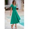 imagePRETTYGARDEN Summer Midi Dress 2026 Spring Ruffle Sleeve V Neck Cocktail Wedding Guest A Line Fit and Flared DressesBean Green