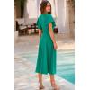 imagePRETTYGARDEN Summer Midi Dress 2026 Spring Ruffle Sleeve V Neck Cocktail Wedding Guest A Line Fit and Flared DressesBean Green