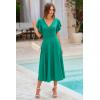 imagePRETTYGARDEN Summer Midi Dress 2026 Spring Ruffle Sleeve V Neck Cocktail Wedding Guest A Line Fit and Flared DressesBean Green