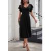 imagePRETTYGARDEN Summer Midi Dress 2026 Spring Ruffle Sleeve V Neck Cocktail Wedding Guest A Line Fit and Flared DressesBlack