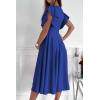 imagePRETTYGARDEN Summer Midi Dress 2026 Spring Ruffle Sleeve V Neck Cocktail Wedding Guest A Line Fit and Flared DressesBlue
