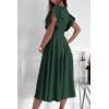 imagePRETTYGARDEN Summer Midi Dress 2026 Spring Ruffle Sleeve V Neck Cocktail Wedding Guest A Line Fit and Flared DressesDark Green