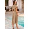 imagePRETTYGARDEN Summer Midi Dress 2026 Spring Ruffle Sleeve V Neck Cocktail Wedding Guest A Line Fit and Flared DressesKhaki